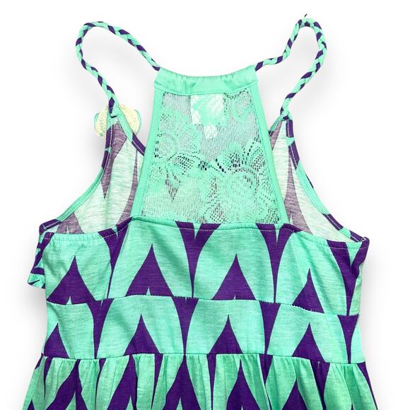 Cherrystix Girls Maxi Sleeveless Sundress Teal Purple Geo Print Small 7 8 - Picture 4 of 7
